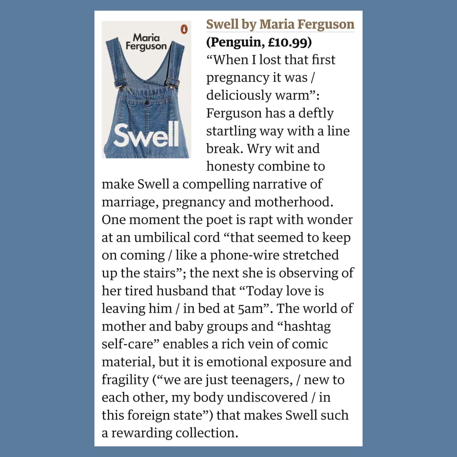 The Guardian spotlight ‘SWELL’ in their best new poetry roundup | Maria ...